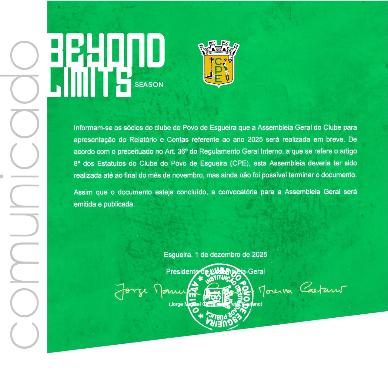 Comunicado – Assembleia Geral